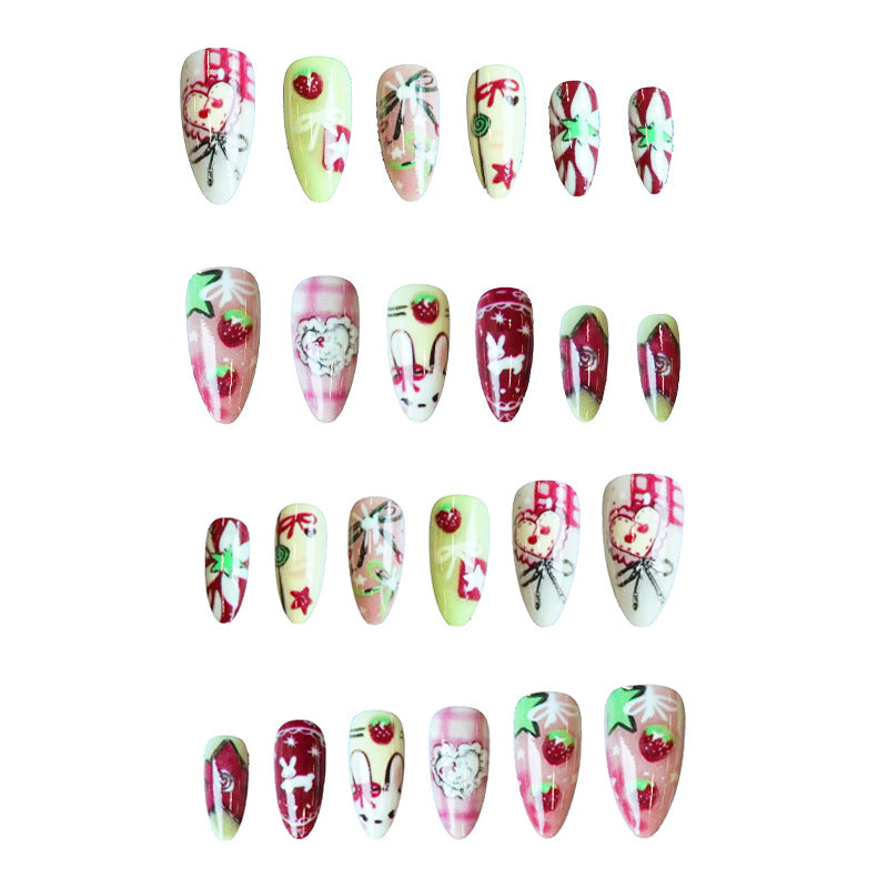 Set de 24 pièces de dessins animés mignons Conseils pour ongles frais et doux