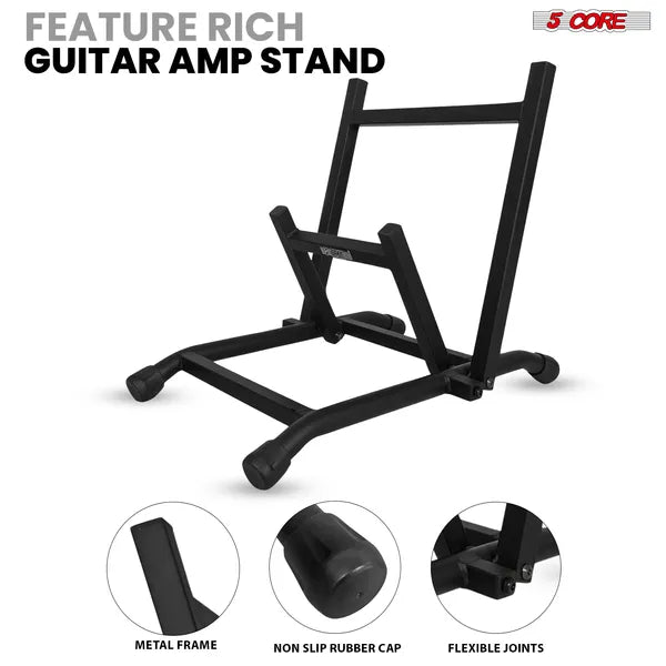 5 Support d'amplificateur Core Heavy Duty Metal Build Amplificateur de guitare réglable Profil bas pliant Co
