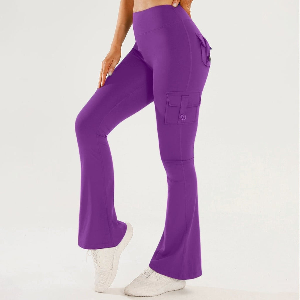 Yoga Tight-Fitting Pantalons de Yoga Sports de plein air Fitness Multi-Pocket Yoga Long Pantalons Flared P