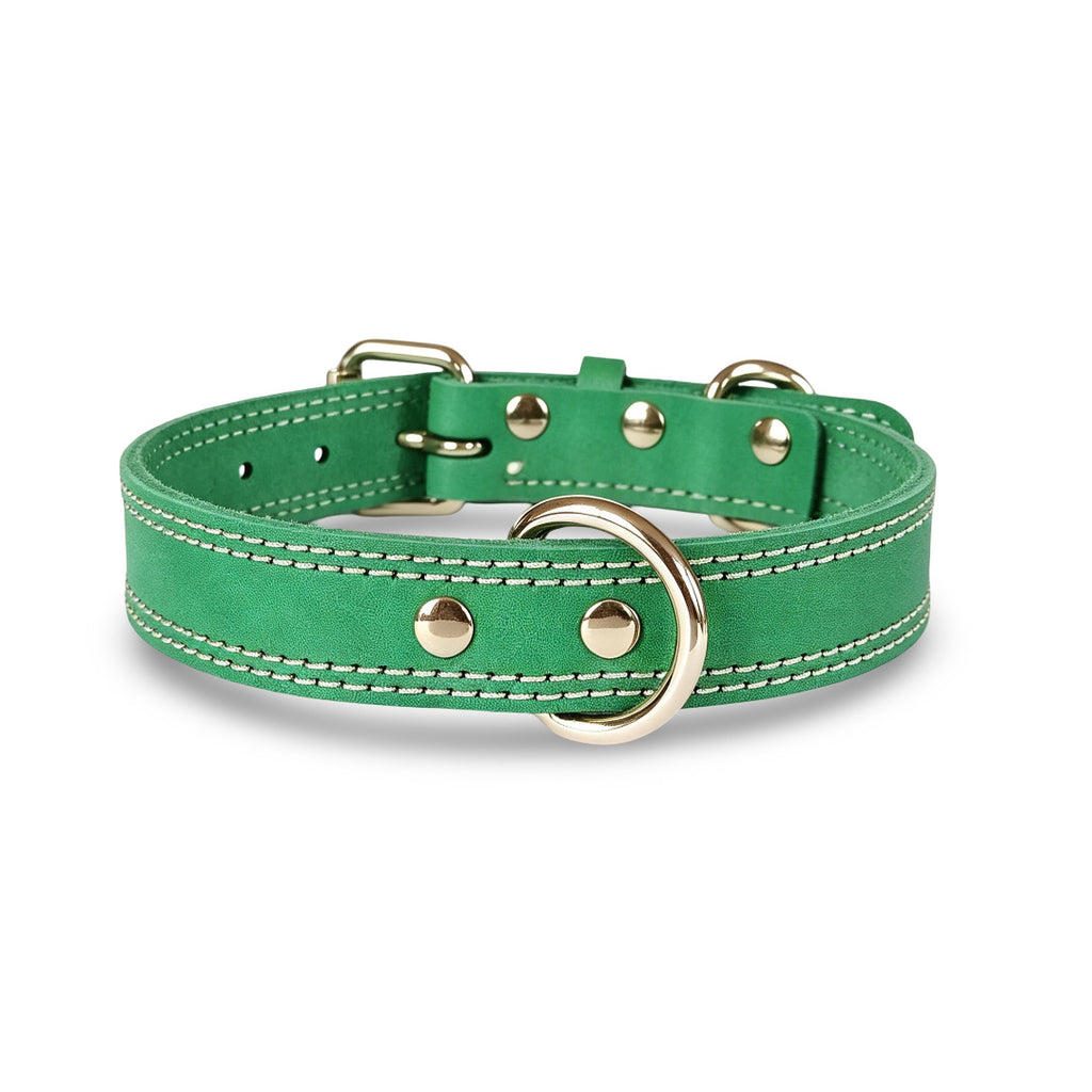 Collier en cuir plein grain avec double boucle D