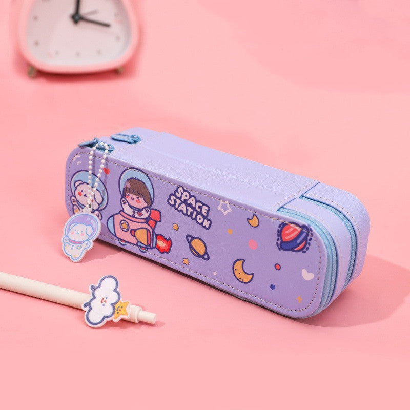 Boîte crayon de dessin animé cas mignon astronaute double-couche