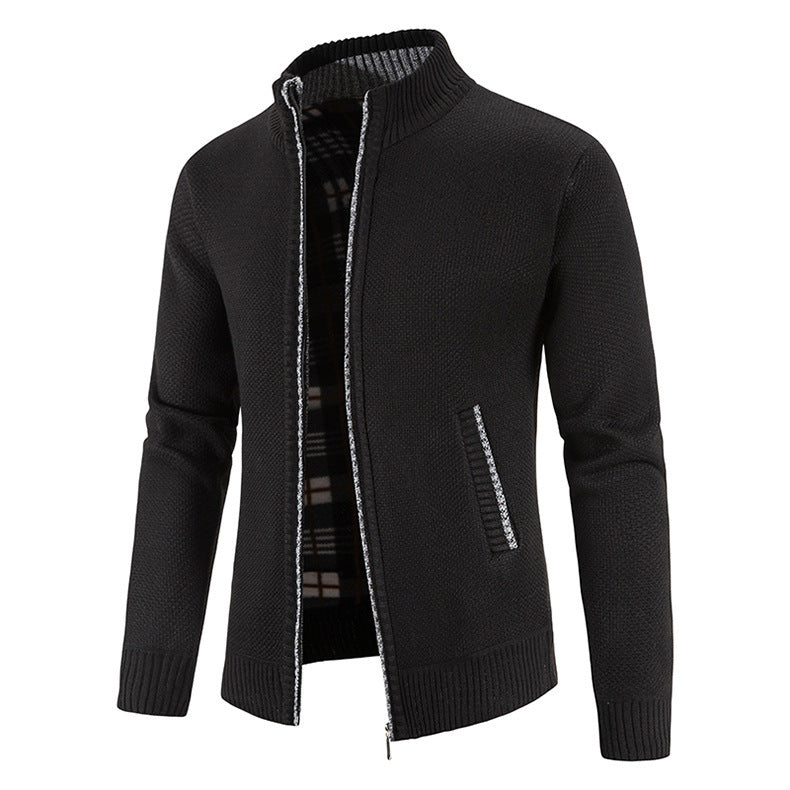 Commerce extérieur Hommes Automne et hiver Cardigan Zipper Sweater Fleece Collar Veste Homme L
