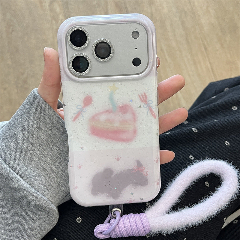 Couteau de style coréen fourche et modèle de gâteau cas de téléphone de chien
