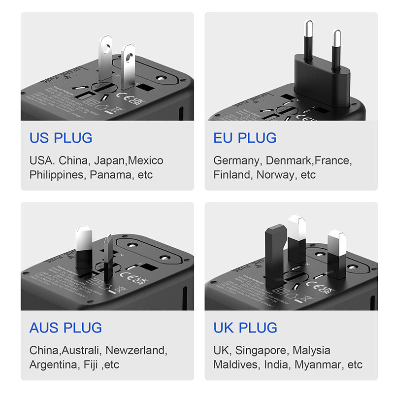Chargeur de voyage 2USB 2 Type-C prise universelle
