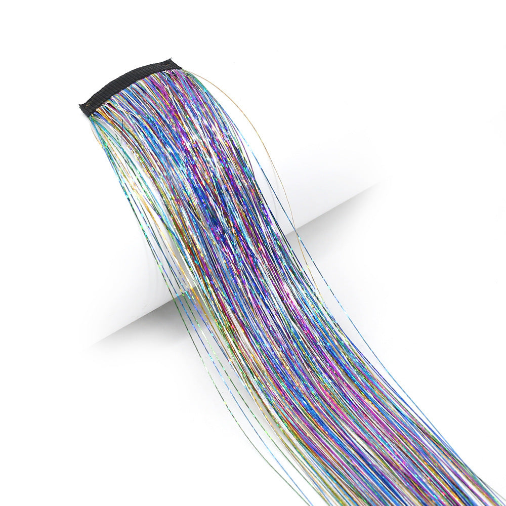 BB Clip-in Golden-Thread Perruque Shimmering Rainbow Extensions de cheveux