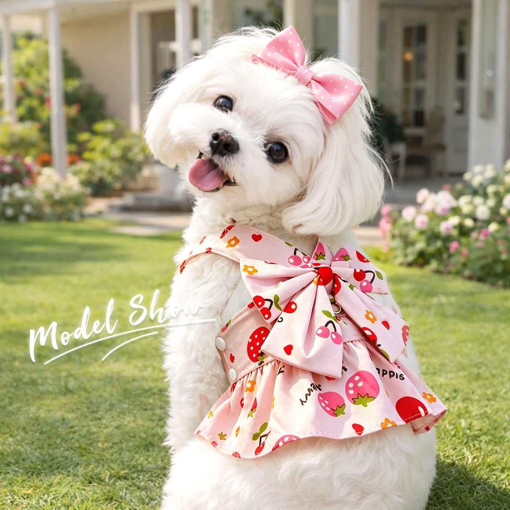 2Pack Robe de Harness pour Petit Chien pour Fille Robe de chat chiot avec motif de fleur Bow réglable