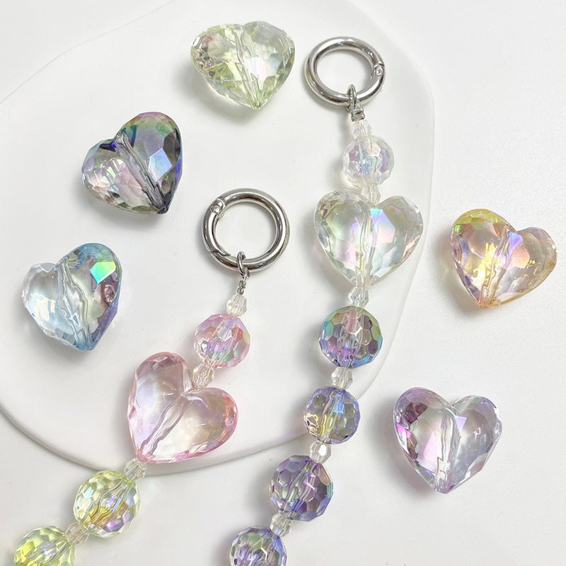 Perles de coeur en acrylique UV facettées