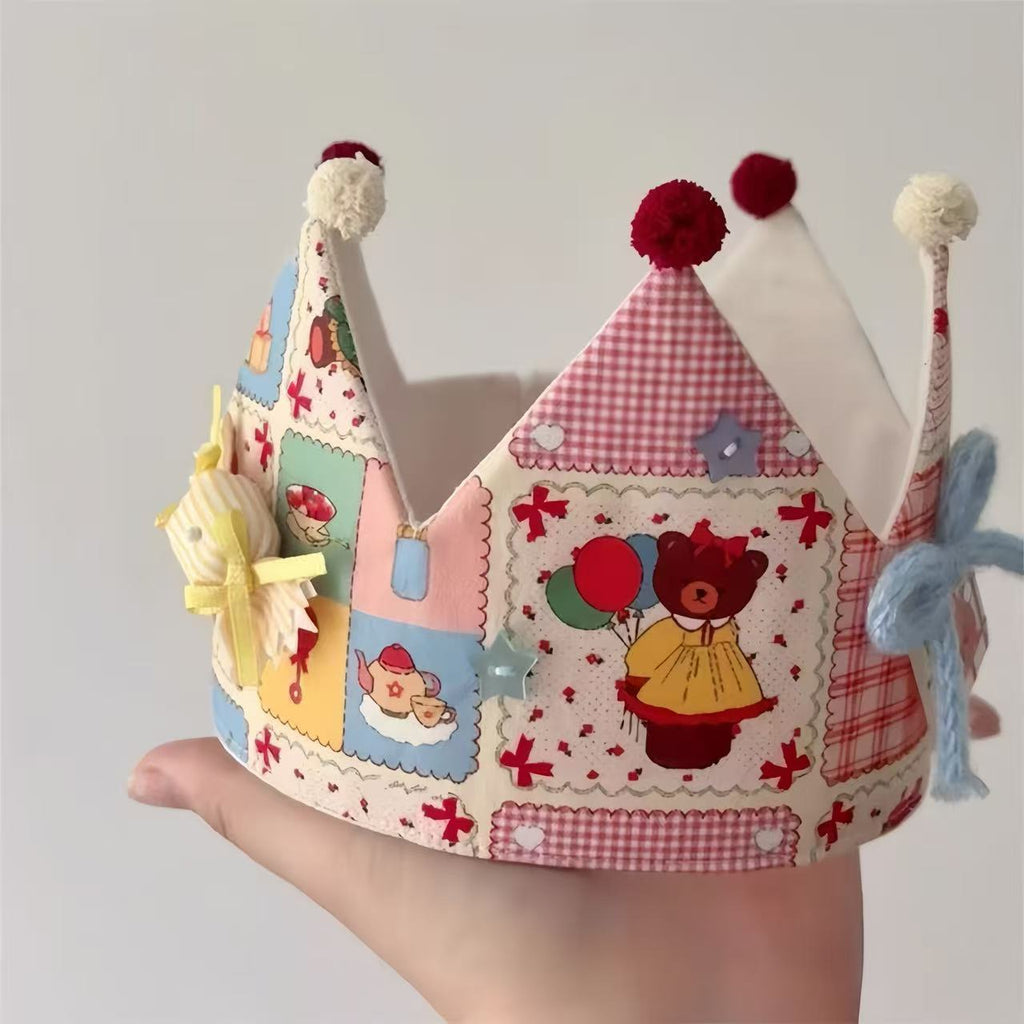 Belle couronne d'anniversaire de Bow Little Bear fait main