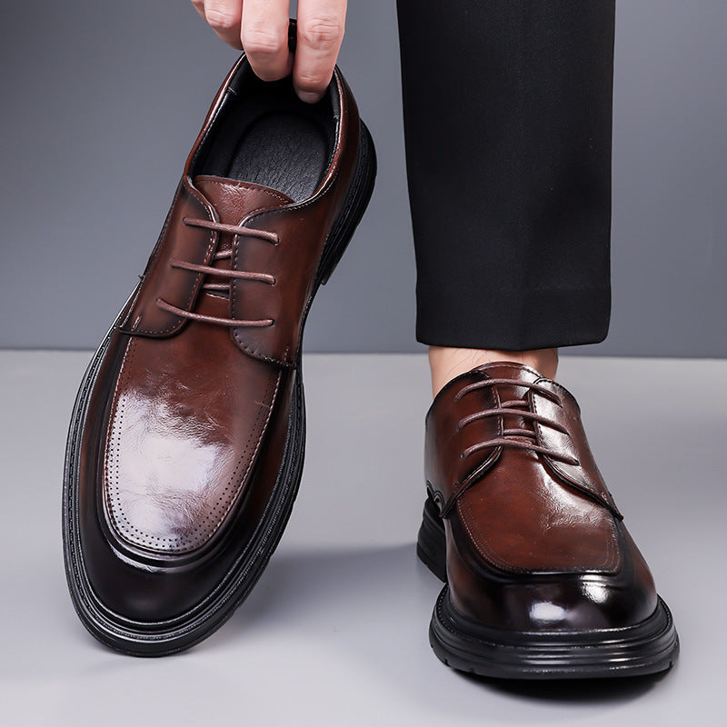Chaussures en cuir pour hommes en dentelle brun
