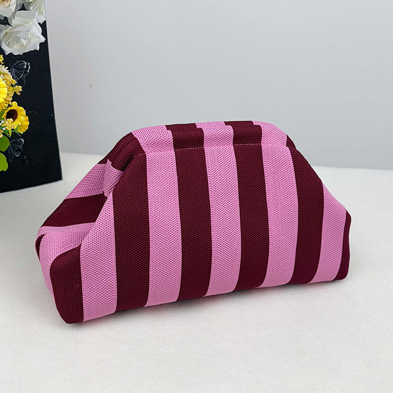 Clutch rayé de sac tricoté pour femmes