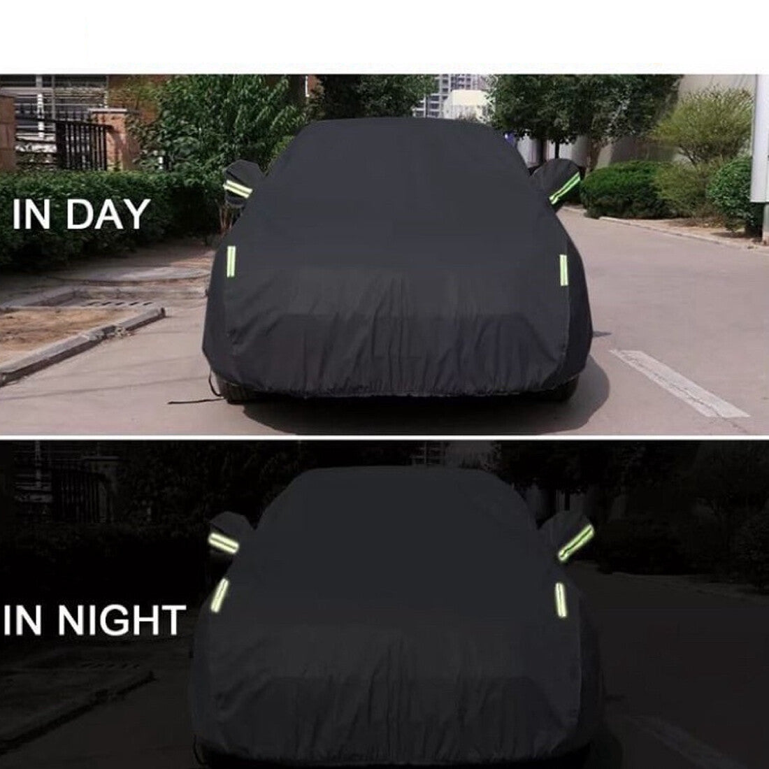 All Weather Full Car Cover 190T Polyester Protection anti-poussière UV Bretelles anti-vent avec Re