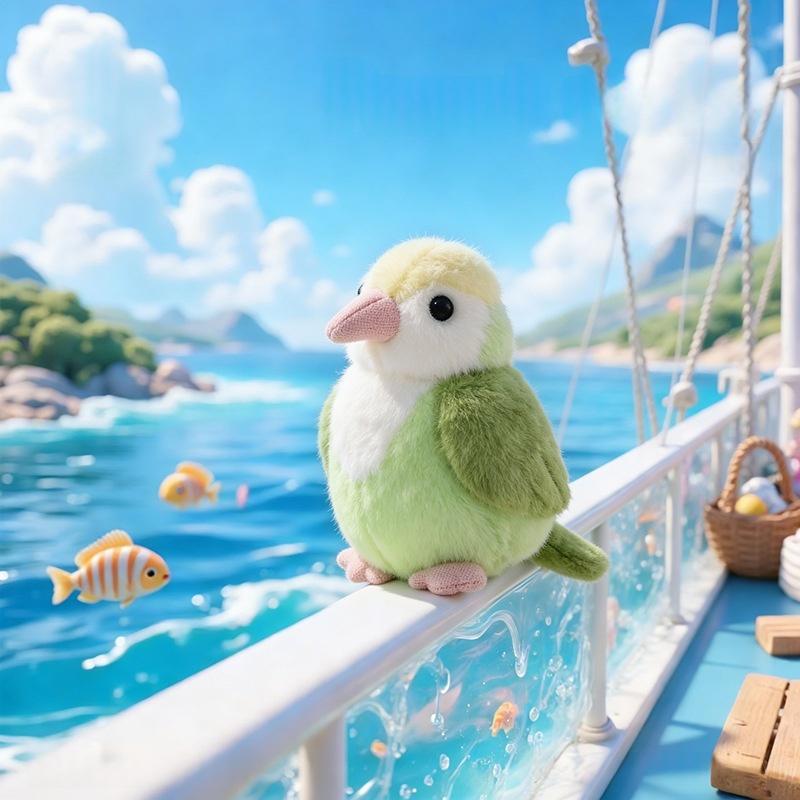 Jouet en peluche pour perroquet de pêche jaune