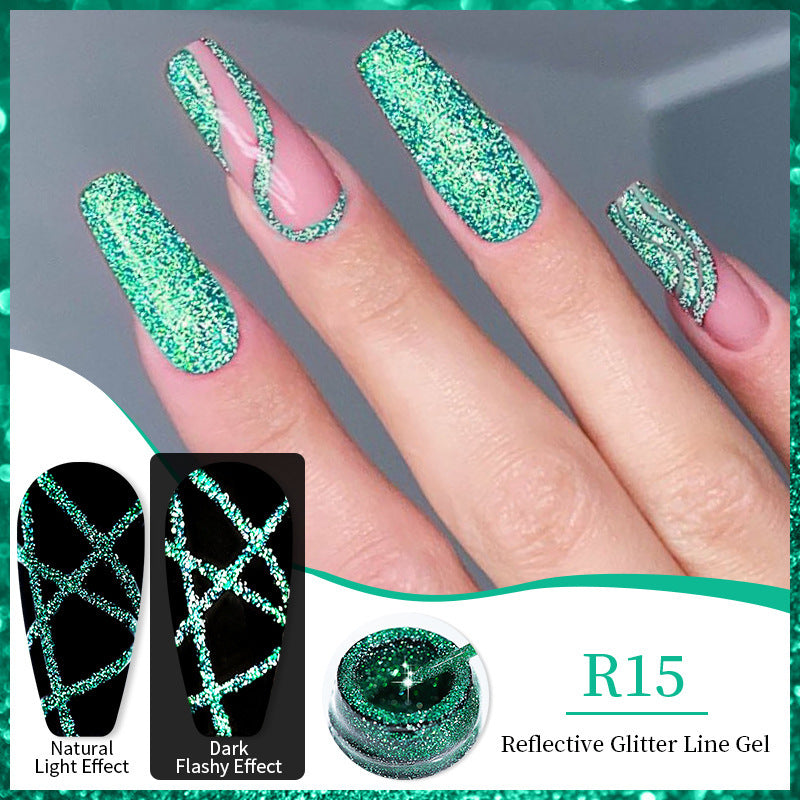 Gel d'ongle avec une finition brossée et des paillettes réfléchissantes