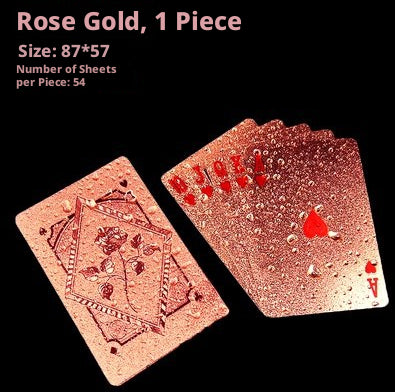 Cartes à jouer en plastique-54 pièces d'or rose-1 pièce