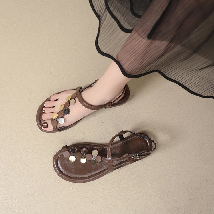 Sandales de string à paillettes pour femmes