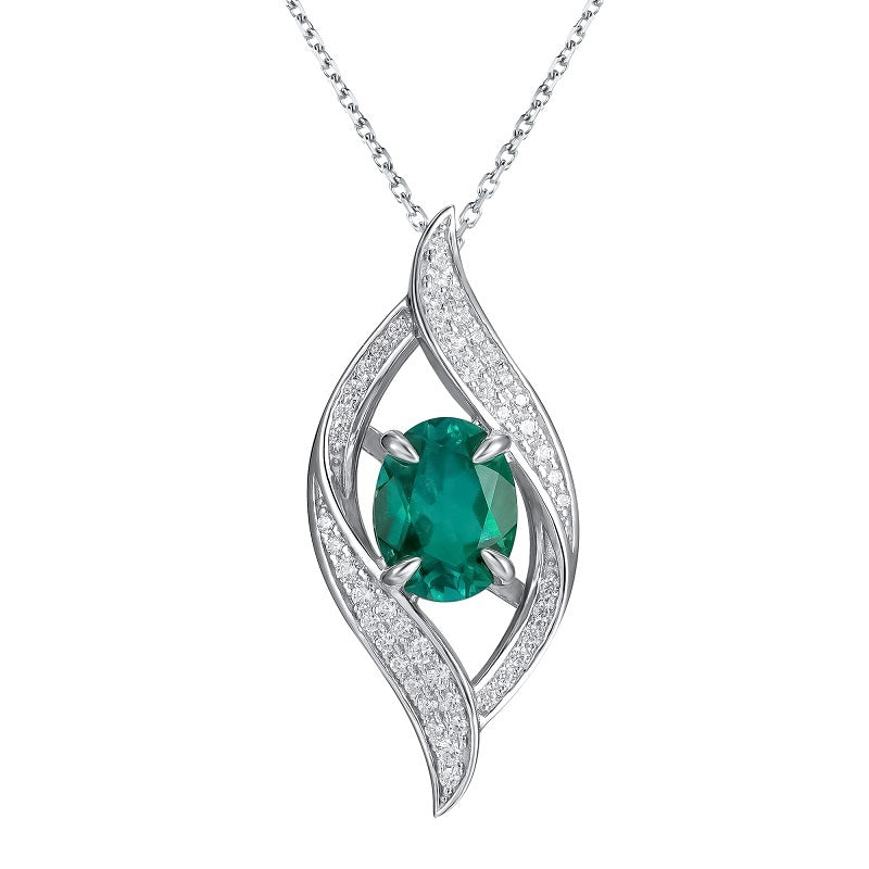 S925 Collier émeraude Sterling Silver Lab-Grown