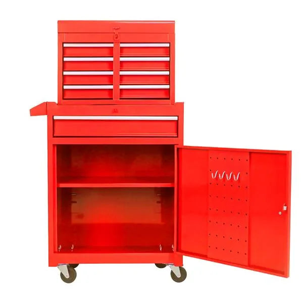 Poitrine à 5 tiroirs amovible avec armoire inférieure et une plate-forme réglable--Red
