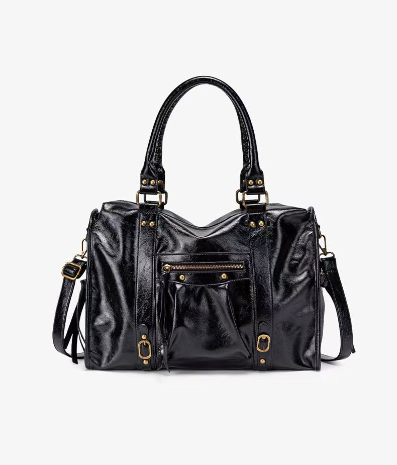 Millennial-style Fringed Tote Grande-capacité Vintage Studded bandoulière sac