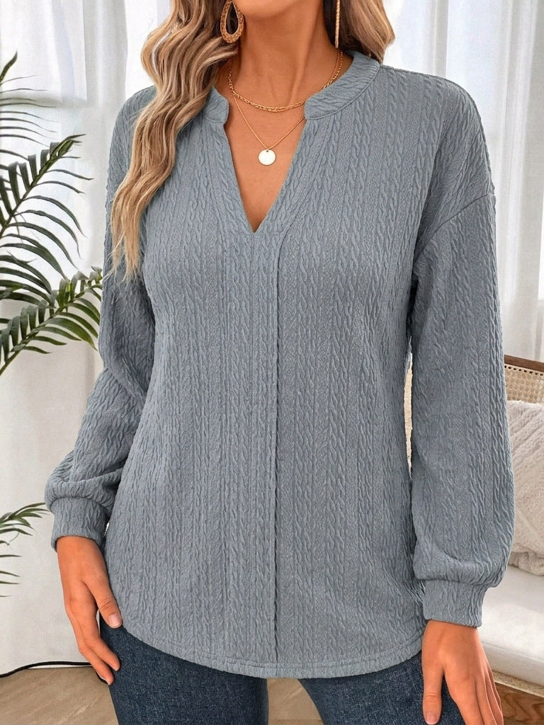 Femmes Relaxed-fit V-neck Manches longues Blouse polyvalente de travail