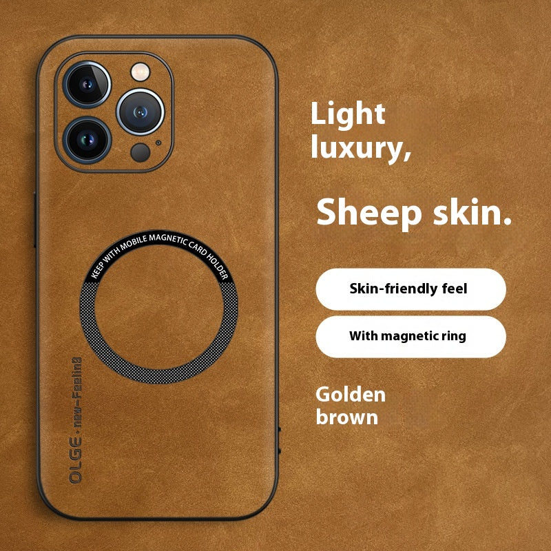 Magnetic Sheepskin Étui de téléphone d'affaires tout compris résistant à la chute