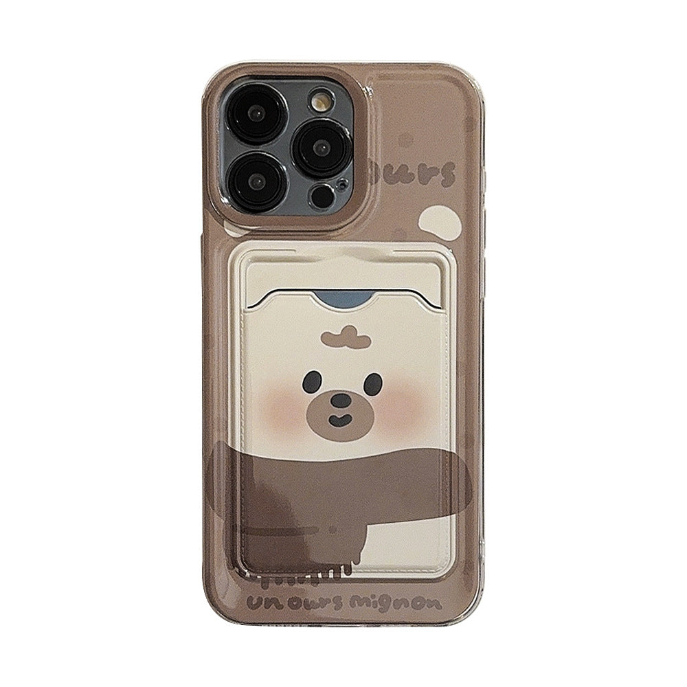 Porte-cartes mignon Sets boîtier de téléphone pleine couverture transparente