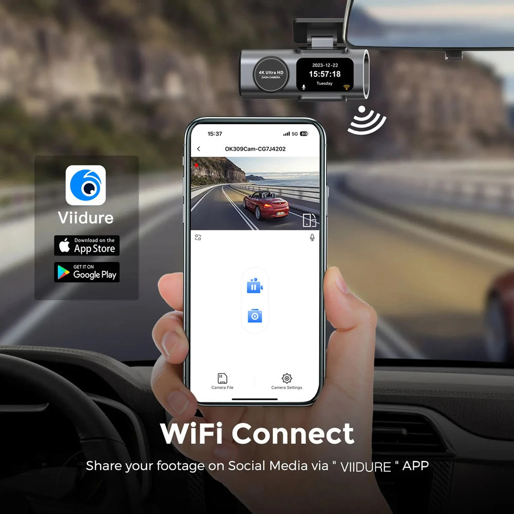 Haute définition Avant et arrière Double enregistrement WiFi Smartphone Connectivité Une voiture cachée