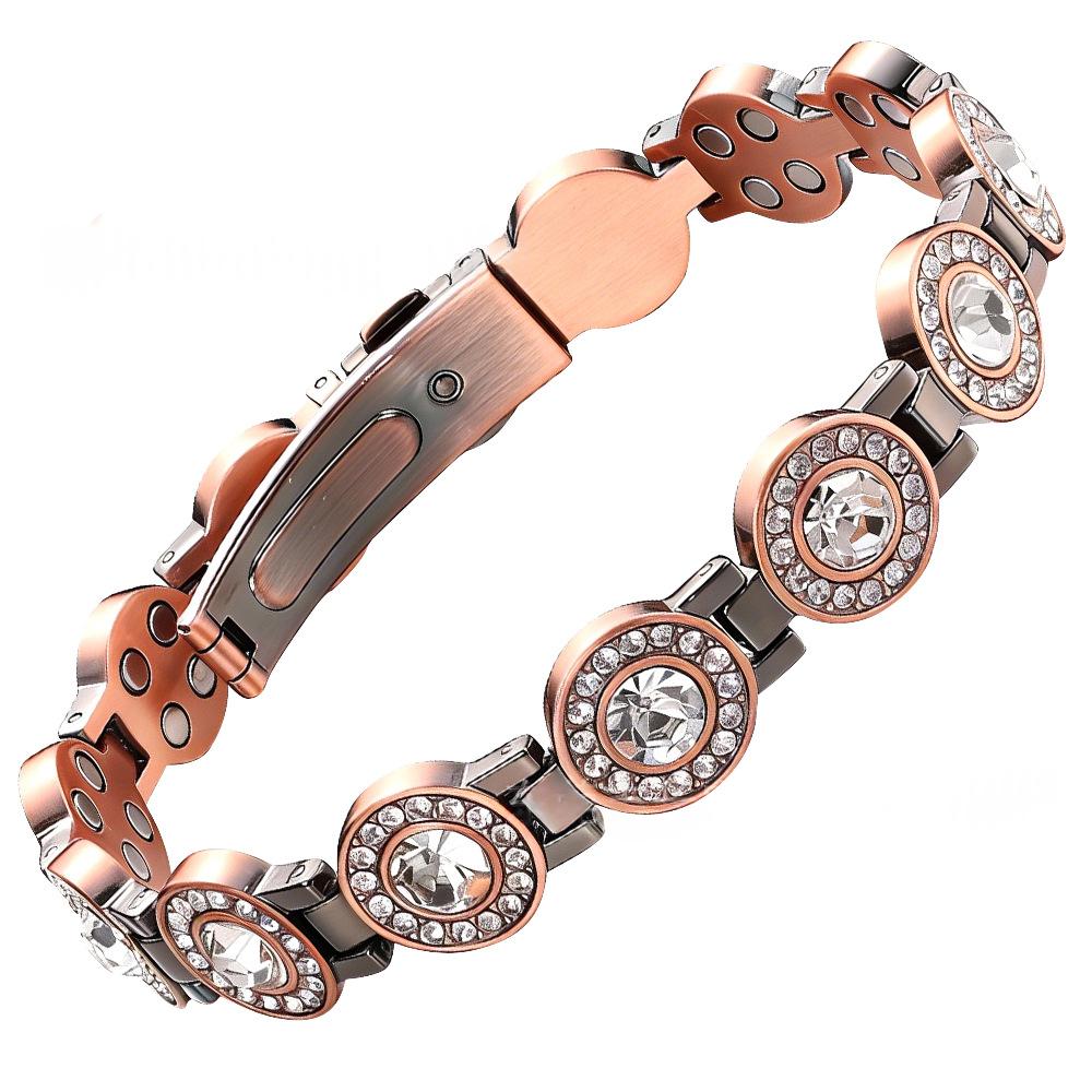 Bracelet en rond à diamants avec un fermoir à quatre aimants en cuivre rouge