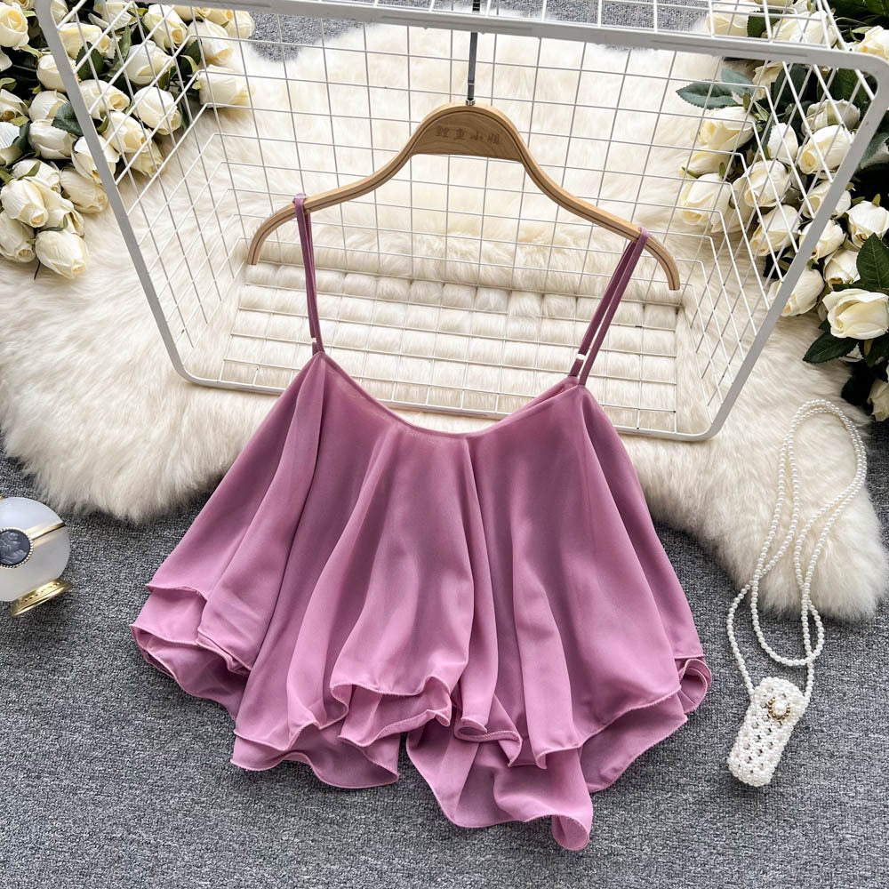Femmes Solide-couleur Versatile Loose-fit Sans manches Mousseline Camisole