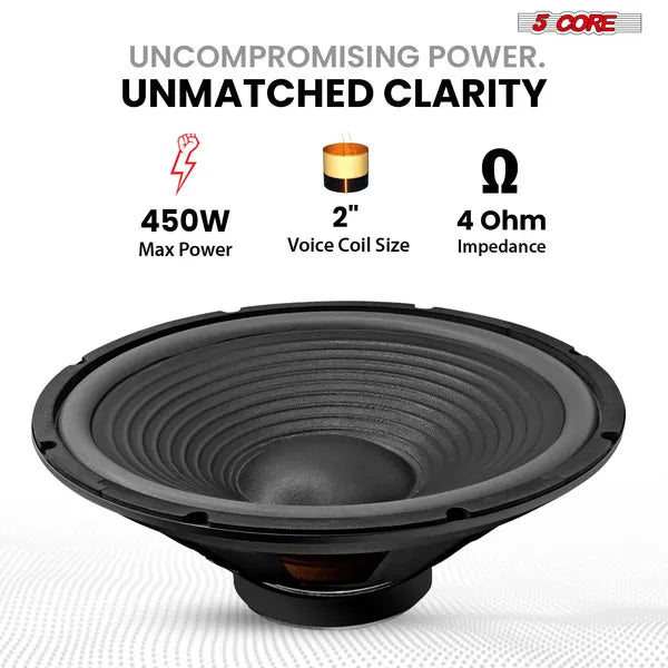 5 Core 15 pouces de remplacement du haut-parleur de guitare 450W 4 Ohm faible distorsion pour guitare électrique Am
