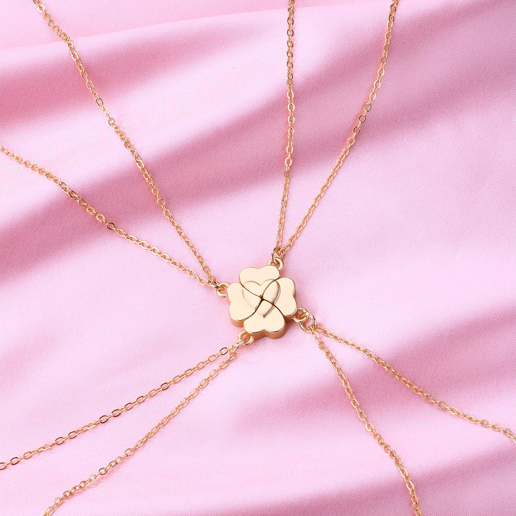 Collier de couture Clover à quatre feuilles Magnetite Good Friends Combinaison de 4 personnes