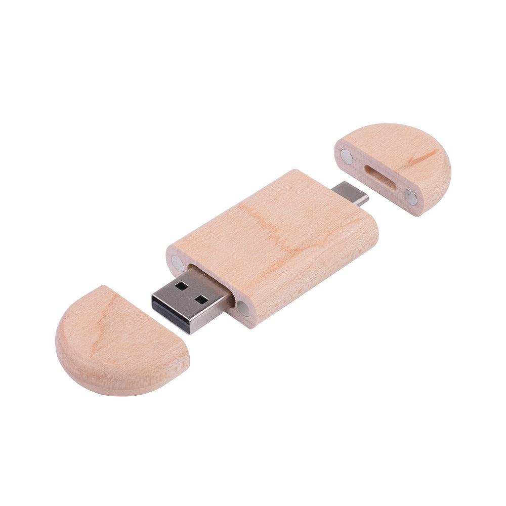 Boîte à érable en bois sculpté 2 en 1 téléphone portable U-disque TYPE-C