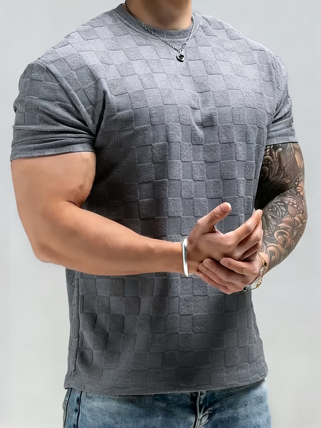Chemise à manches courtes Jacquard pour hommes