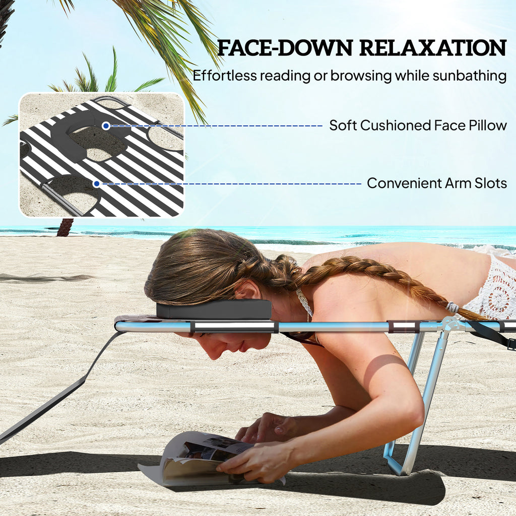 Chaise de tannage avec trou de visage