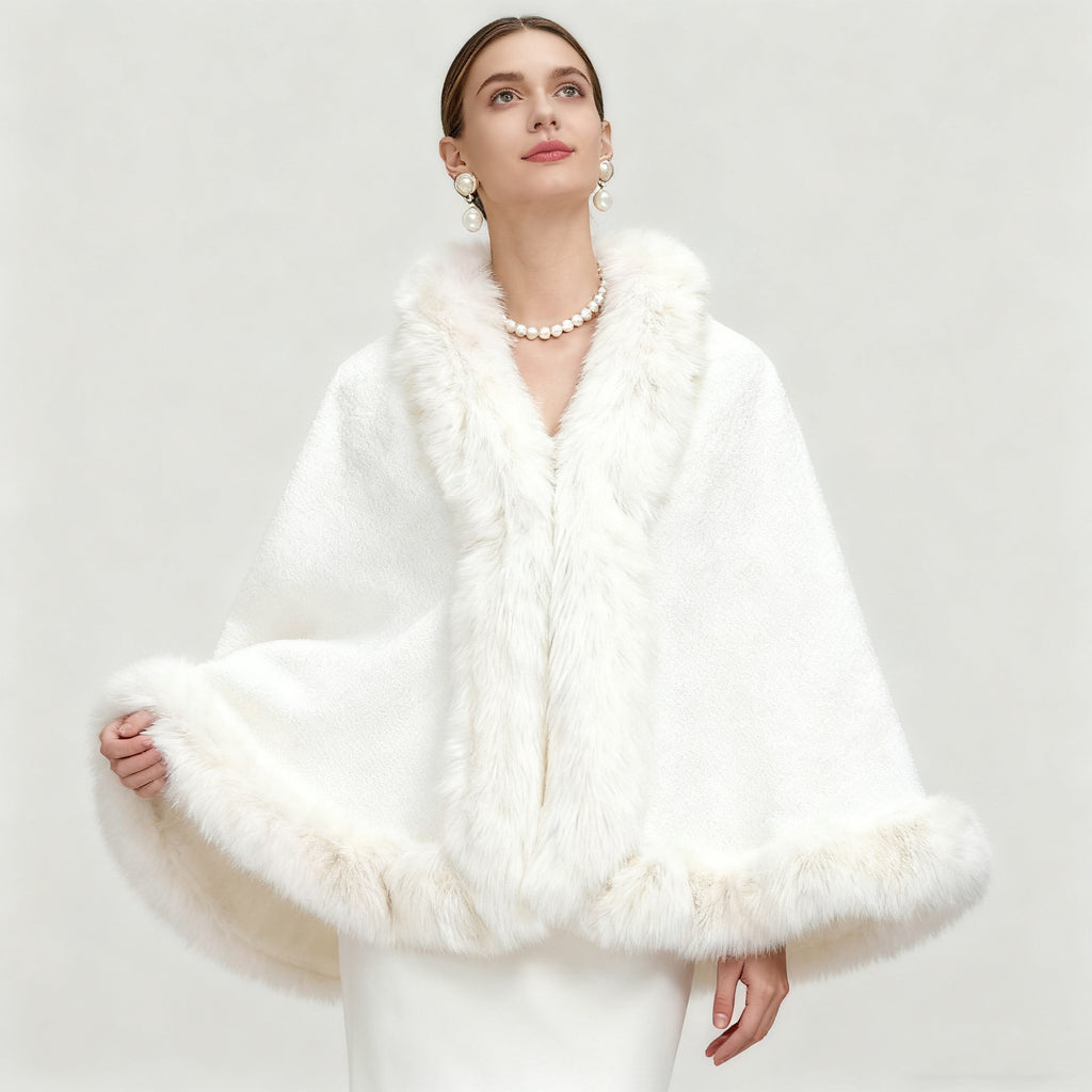 Faux Mink-fur Collar Cape Châl