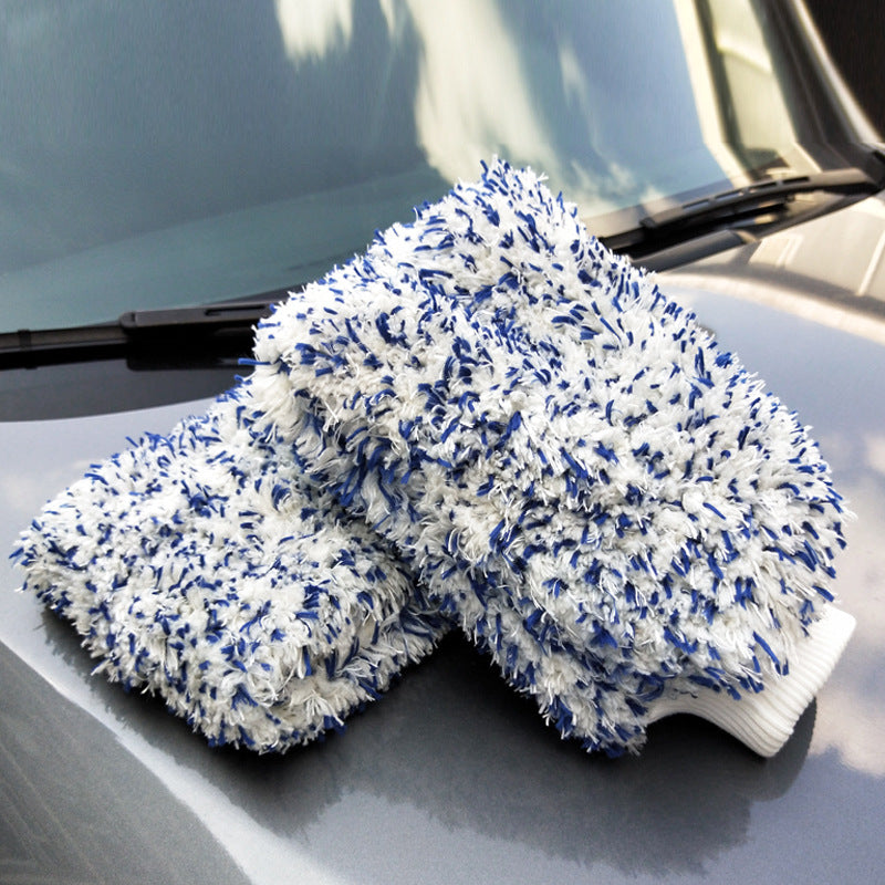 Grand gant de lavage de voiture de polaire de corail