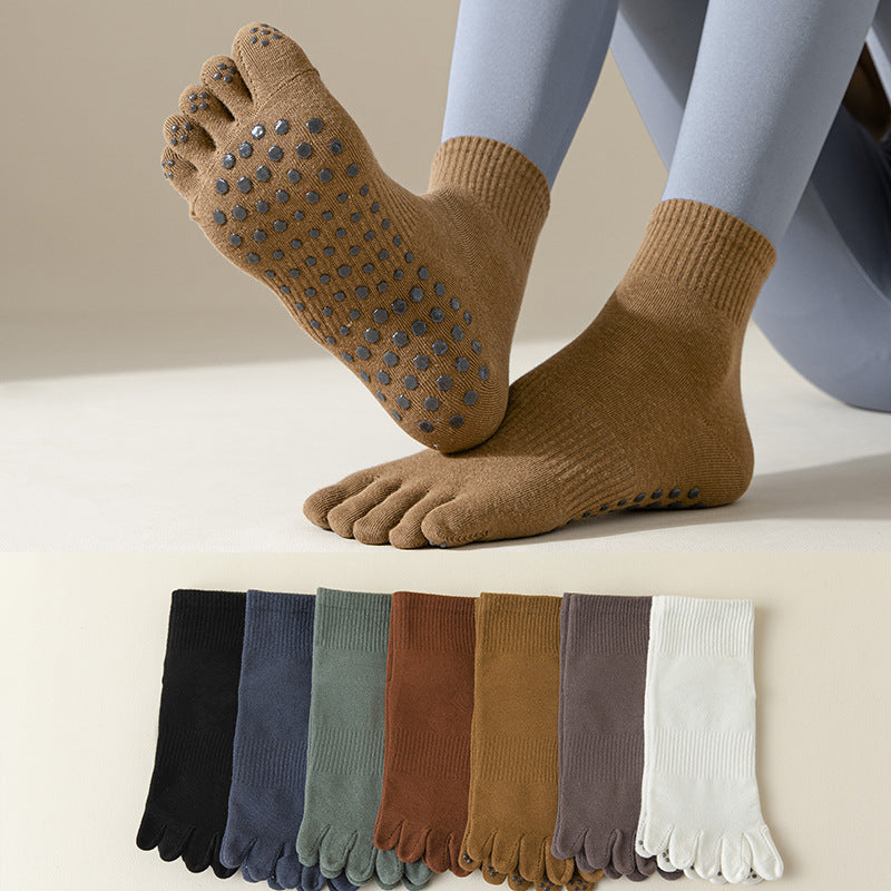 Été Longueur cheville Yoga Non-dérapant Pilates professionnels à cinq doigts Chaussettes