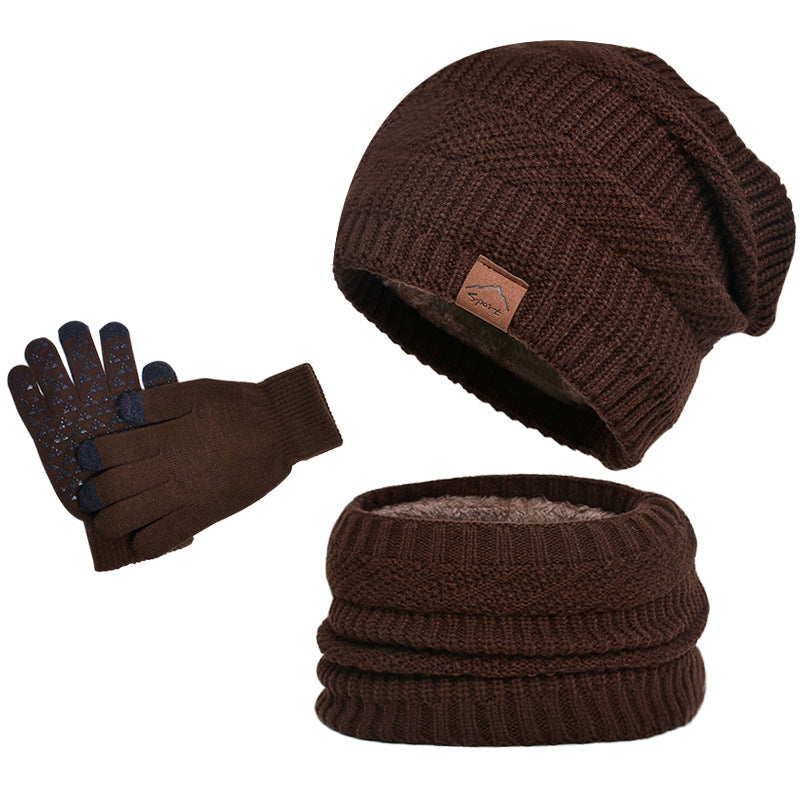 Gants d'écharpe de chapeau chaud doublé de polaire d'hiver Ensemble de trois pièces