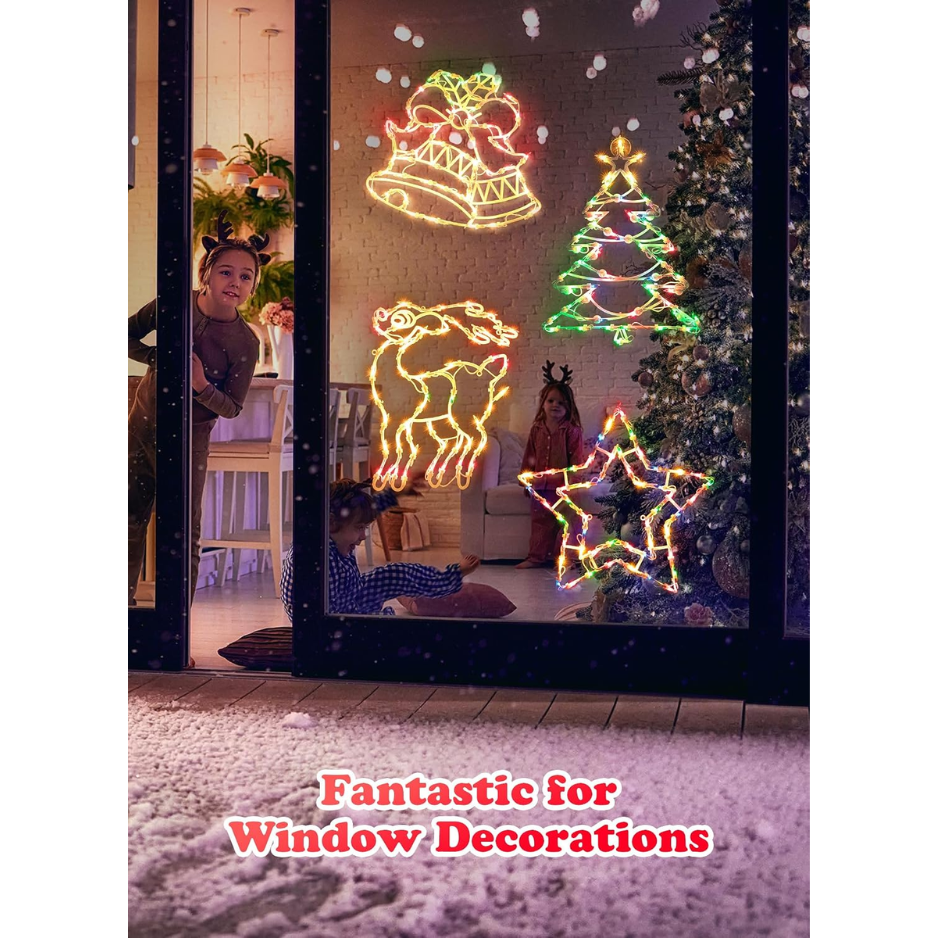 4 Packs Décorations de fenêtre de Noël