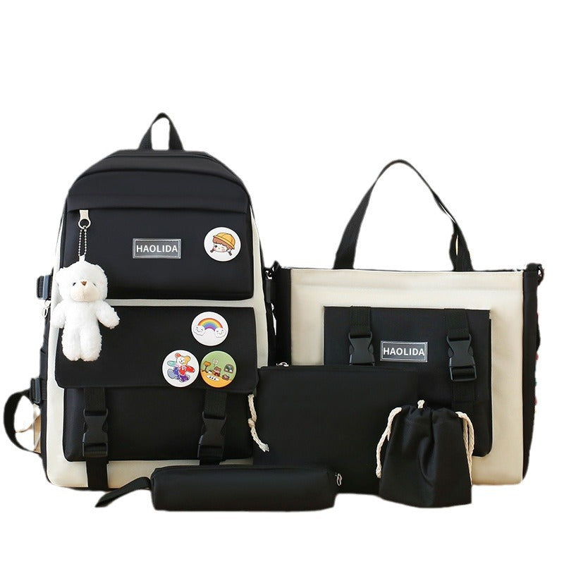 Ensemble de sac à dos de type Harajuku à grande capacité