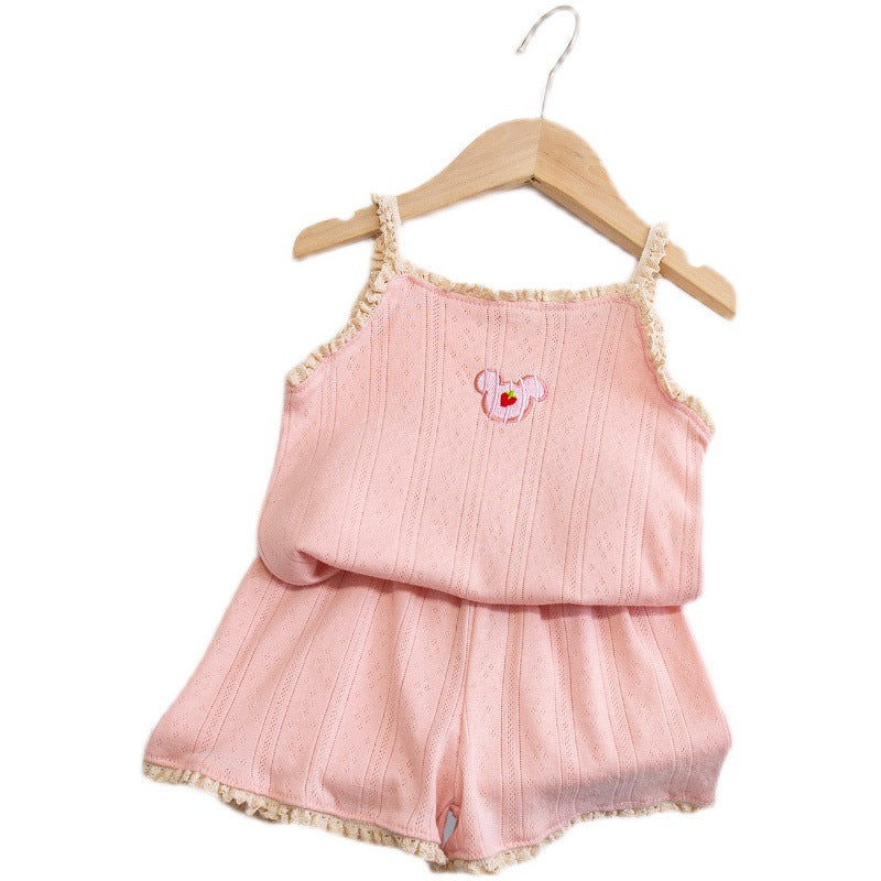 Filles' Home Service Suspendu d'été Pyjamas mince style Western-style Vest Respiration