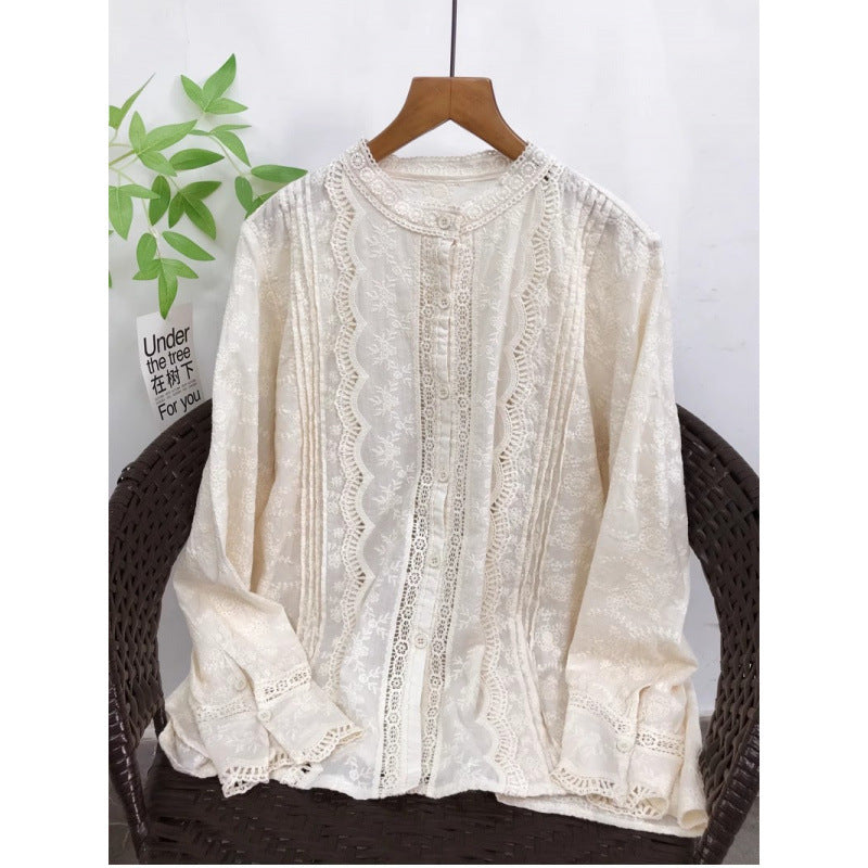 Chemise en dentelle brodée pour femmes