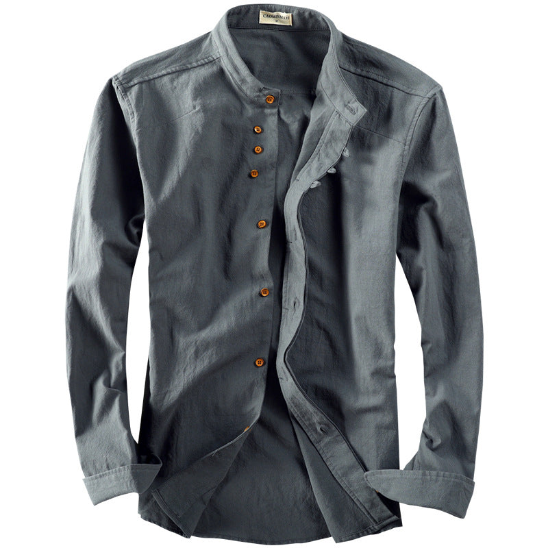 Chemise vintage de style chinois avec un collier mandarin