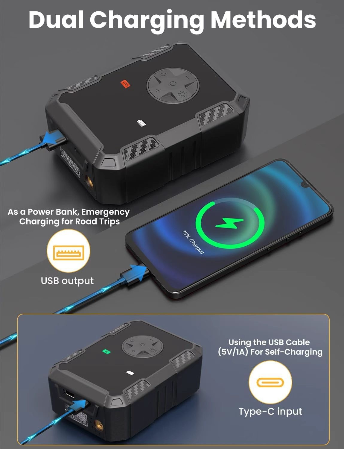 Pompe de compresseur d'air rechargeable USB numérique sans fil pour pneumatiques de voiture