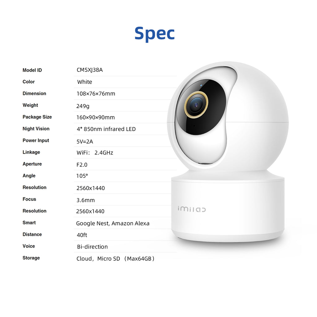 IMILAB C21 2.5K Vedio Wifi IP Smart Indoor Home Security Baby Monitor Surveillance Camera