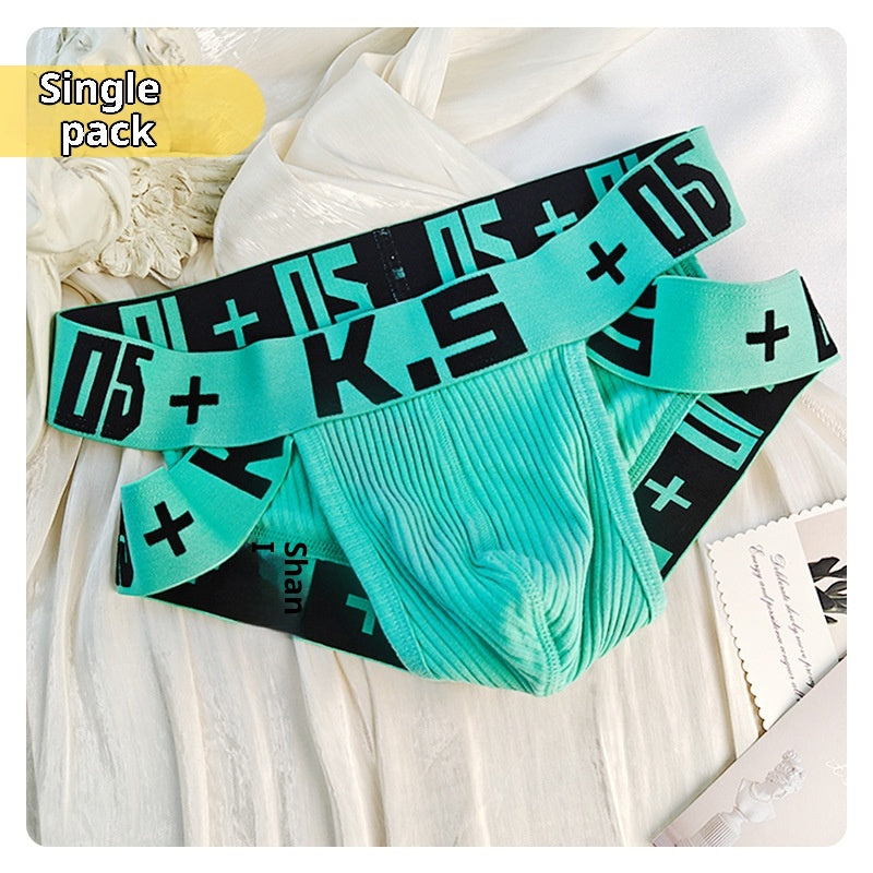Slips de sport en coton côtelé haute coupe pour hommes