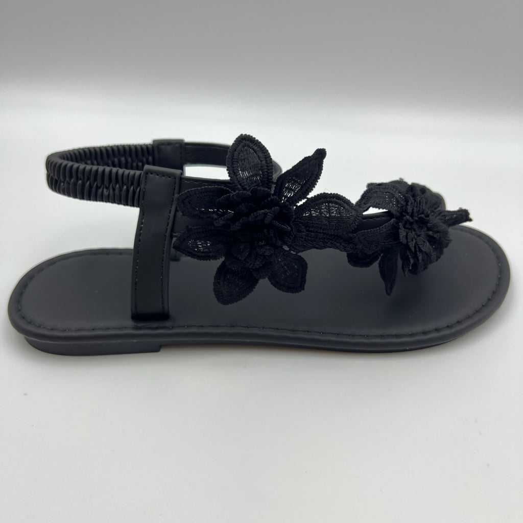 Sandales plates de broderie florale européenne pour femmes