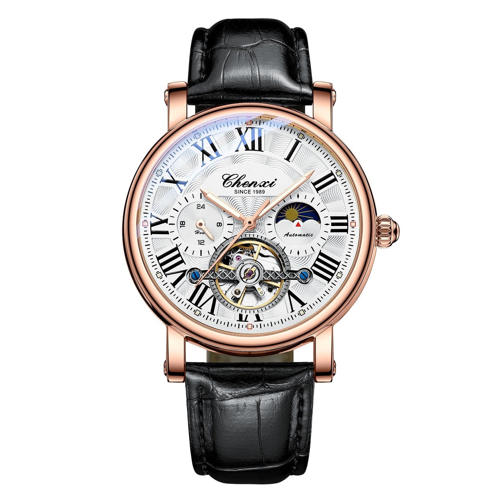 Montre mécanique haute de gamme pour hommes à volant à volant lumineux