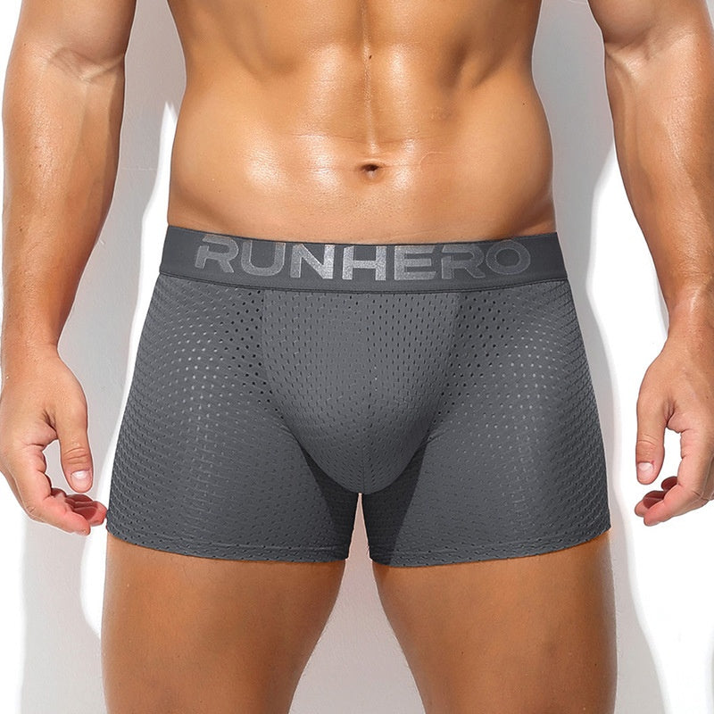 Mesh hommes respirant maison sous-vêtements mi-long