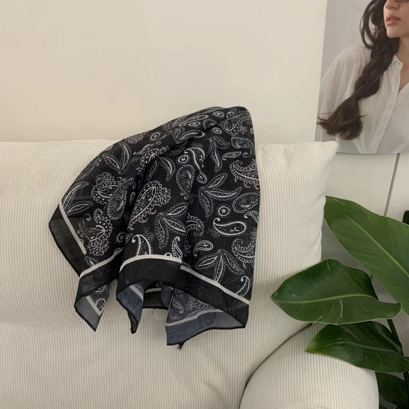 Écharpe carrée en coton et en coton de style coréen pour femmes