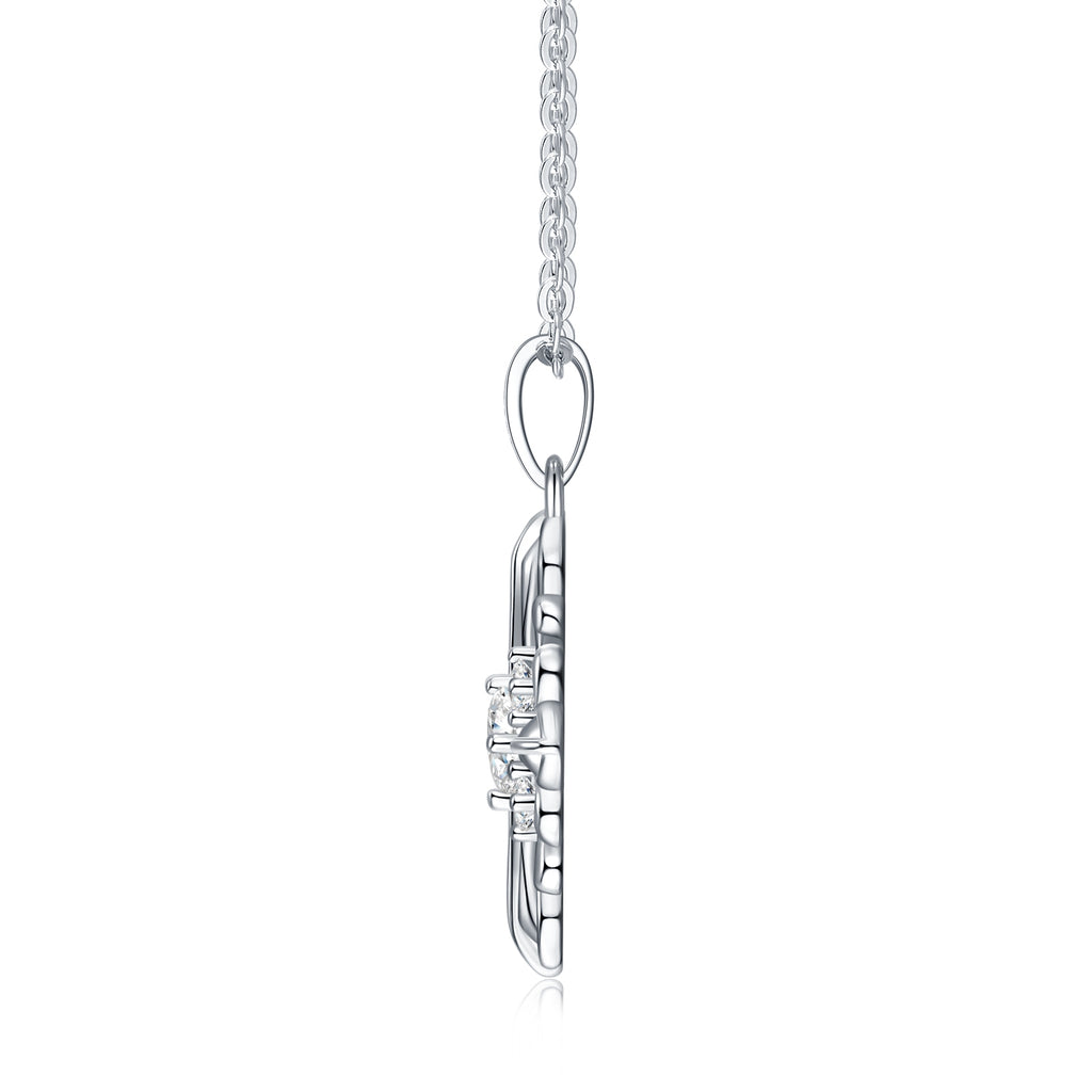 S925 Argent Sterling 0.3ct D Couleur VVS1 Moissanite Croix Pendentif Fleur Collier 40cm Plat